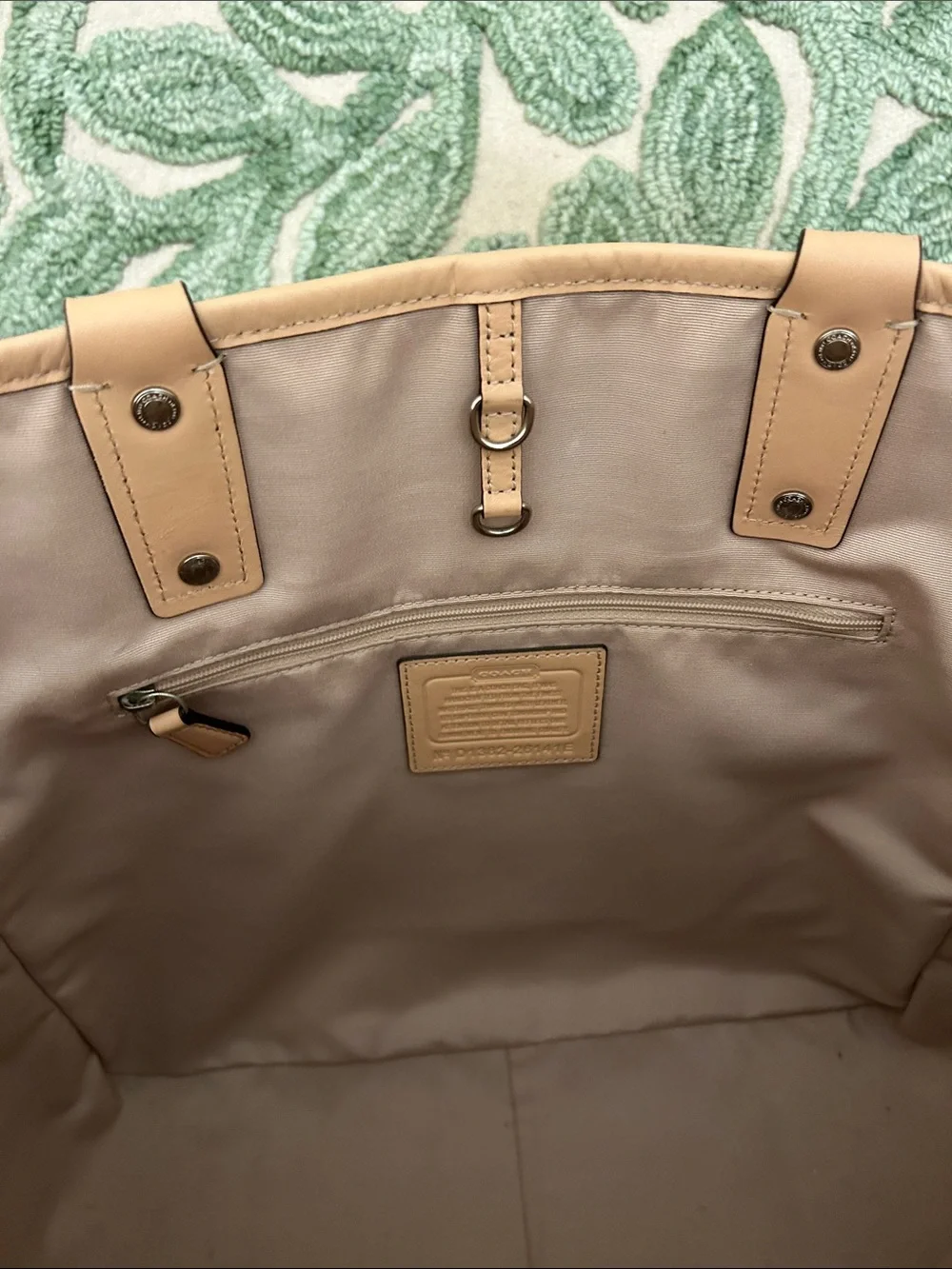 Coach Metro XL Gold Metallic Tote With Tan Trim